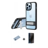 MARSİLYAN™- iPhone 13 Pro Max Kılıf Yadigar Yansıma - Siyah 3D Antistatik Hayalet Cam Ekran Koruyucu + Shine Kamera Lens Koruma Cam - MI