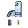 MARSİLYAN™- iPhone 13 Pro Max Kılıf Yadigar Yansıma - Siyah Bilvis 3D Cam Ekran Koruyucu + Neon Fosforlu Kamera Lens - MI