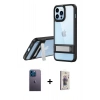 MARSİLYAN™- iPhone 13 Pro Max Kılıf Yadigar Yansıma - Siyah Bilvis 3D Cam Ekran Koruyucu + Neon Fosforlu Kamera Lens - MI