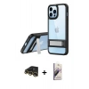MARSİLYAN™- iPhone 13 Pro Max Kılıf Yadigar Yansıma - Siyah Bilvis 3D Mat Cam Ekran Koruyucu + Raze Metal Kamera Lens - GD
