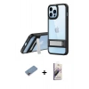MARSİLYAN™- iPhone 13 Pro Max Kılıf Yadigar Yansıma - Siyah Bilvis 3D Mat Cam Ekran Koruyucu + Shine Kamera Lens Koruma Cam - PE