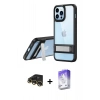MARSİLYAN™- iPhone 13 Pro Max Kılıf Yadigar Yansıma - Siyah Bilvis 5in1 3D Magic Cam Ekran Koruyucu + Raze Metal Kamera Lens - GD