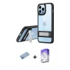 MARSİLYAN™- iPhone 13 Pro Max Kılıf Yadigar Yansıma - Siyah Bilvis 5in1 3D Magic Cam Ekran Koruyucu + Mavi Shine Kamera Lens Koruma Cam