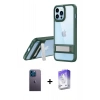 MARSİLYAN™- iPhone 13 Pro Max Kılıf Yadigar Yansıma - Siyah Bilvis 5in1 3D Magic Cam Ekran Koruyucu + Neon Fosforlu Kamera Lens - MI
