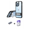 MARSİLYAN™- iPhone 13 Pro Max Kılıf Yadigar Yansıma - Siyah Bilvis 5in1 3D Magic Cam Ekran Koruyucu + Renkli Kamera Lens Koruma Cam - MI