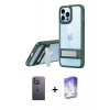 MARSİLYAN™- iPhone 13 Pro Max Kılıf Yadigar Yansıma - Siyah Bilvis 5in1 3D Magic Cam Ekran Koruyucu + Neon Fosforlu Kamera Lens - BZ