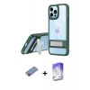 MARSİLYAN™- iPhone 13 Pro Max Kılıf Yadigar Yansıma - Siyah Bilvis 5in1 3D Magic Cam Ekran Koruyucu + Pembe Shine Kamera Lens Koruma Cam