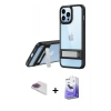 MARSİLYAN™- iPhone 13 Pro Max Kılıf Yadigar Yansıma - Siyah Bilvis 5in1 5D Magic Hayalet Cam Ekran Koruyucu + Pers Alüminyum Kamera Lens - GI