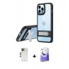 MARSİLYAN™- iPhone 13 Pro Max Kılıf Yadigar Yansıma - Siyah Bilvis 5in1 5D Magic Hayalet Cam Ekran Koruyucu + Shine Kamera Lens - GD