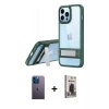 MARSİLYAN™- iPhone 13 Pro Max Kılıf Yadigar Yansıma - Siyah Bilvis Hayalet Cam Ekran Koruyucu + Neon Fosforlu Kamera Lens - MI