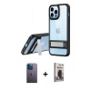 MARSİLYAN™- iPhone 13 Pro Max Kılıf Yadigar Yansıma - Siyah Bilvis Hayalet Cam Ekran Koruyucu + Neon Fosforlu Kamera Lens - MI
