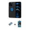 MARSİLYAN™- iPhone 13 Pro Max Kılıf Yankı Form Prime - Siyah 18D Cam Ekran Koruyucu + Gökkuşağı Shine Kamera Lens Koruma Cam