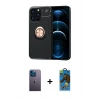 MARSİLYAN™- iPhone 13 Pro Max Kılıf Yankı Form Prime - Siyah 18D Cam Ekran Koruyucu + Neon Fosforlu Kamera Lens - MI