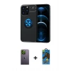 MARSİLYAN™- iPhone 13 Pro Max Kılıf Yankı Form Prime - Siyah 18D Cam Ekran Koruyucu + Neon Fosforlu Kamera Lens - YL