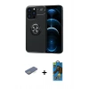 MARSİLYAN™- iPhone 13 Pro Max Kılıf Yankı Form Prime - Siyah 18D Cam Ekran Koruyucu + Renkli Kamera Lens Koruma Cam - YL
