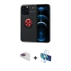 MARSİLYAN™- iPhone 13 Pro Max Kılıf Yankı Form Prime - Siyah 3D Antistatik Cam Ekran Koruyucu + Pers Alüminyum Kamera Lens - GI