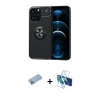 MARSİLYAN™- iPhone 13 Pro Max Kılıf Yankı Form Prime - Siyah 3D Antistatik Cam Ekran Koruyucu + Shine Kamera Lens Koruma Cam - MI