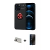 MARSİLYAN™- iPhone 13 Pro Max Kılıf Yankı Form Prime - Siyah 3D Antistatik Hayalet Cam Ekran Koruyucu + Rainbow Kamera Lens Koruma Cam - BZ