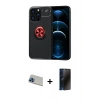 MARSİLYAN™- iPhone 13 Pro Max Kılıf Yankı Form Prime - Siyah 3D Antistatik Hayalet Cam Ekran Koruyucu + Mavi Rainbow Kamera Lens Koruma Cam