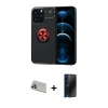 MARSİLYAN™- iPhone 13 Pro Max Kılıf Yankı Form Prime - Siyah 3D Antistatik Hayalet Cam Ekran Koruyucu + Rainbow Kamera Lens Koruma Cam - MR