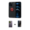 MARSİLYAN™- iPhone 13 Pro Max Kılıf Yankı Form Prime - Siyah 3D Antistatik Hayalet Cam Ekran Koruyucu + Neon Fosforlu Kamera Lens - YL