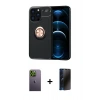 MARSİLYAN™- iPhone 13 Pro Max Kılıf Yankı Form Prime - Siyah 3D Antistatik Hayalet Cam Ekran Koruyucu + Neon Fosforlu Kamera Lens - YL