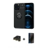 MARSİLYAN™- iPhone 13 Pro Max Kılıf Yankı Form Prime - Siyah 3D Antistatik Hayalet Cam Ekran Koruyucu + Raze Metal Kamera Lens - GD