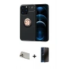 MARSİLYAN™- iPhone 13 Pro Max Kılıf Yankı Form Prime - Siyah 3D Antistatik Hayalet Cam Ekran Koruyucu + Rainbow Kamera Lens Koruma Cam - REGD