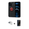 MARSİLYAN™- iPhone 13 Pro Max Kılıf Yankı Form Prime - Siyah 3D Antistatik Hayalet Cam Ekran Koruyucu + Pers Alüminyum Kamera Lens - SABE