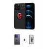 MARSİLYAN™- iPhone 13 Pro Max Kılıf Yankı Form Prime - Siyah Bilvis 3D Cam Ekran Koruyucu + Neon Fosforlu Kamera Lens - MI