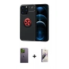 MARSİLYAN™- iPhone 13 Pro Max Kılıf Yankı Form Prime - Siyah Bilvis 3D Mat Cam Ekran Koruyucu + Neon Fosforlu Kamera Lens - YL