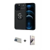MARSİLYAN™- iPhone 13 Pro Max Kılıf Yankı Form Prime - Siyah Bilvis 3D Mat Cam Ekran Koruyucu + Rainbow Kamera Lens Koruma Cam - MI