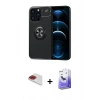 MARSİLYAN™- iPhone 13 Pro Max Kılıf Yankı Form Prime - Siyah Bilvis 5in1 5D Magic Hayalet Cam Ekran Koruyucu + Pers Alüminyum Kamera Lens - KI
