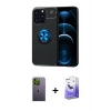 MARSİLYAN™- iPhone 13 Pro Max Kılıf Yankı Form Prime - Siyah Bilvis 5in1 5D Magic Hayalet Cam Ekran Koruyucu + Neon Fosforlu Kamera Lens - YL