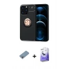 MARSİLYAN™- iPhone 13 Pro Max Kılıf Yankı Form Prime - Siyah Bilvis 5in1 5D Magic Hayalet Cam Ekran Koruyucu + Gökkuşağı Shine Kamera Lens Koruma Cam