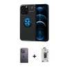 MARSİLYAN™- iPhone 13 Pro Max Kılıf Yankı Form Prime - Siyah Bilvis Hayalet Cam Ekran Koruyucu + Neon Fosforlu Kamera Lens - BZ