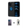MARSİLYAN™- iPhone 13 Pro Max Kılıf Yankı Form Prime - Siyah Bilvis Hayalet Cam Ekran Koruyucu + Neon Fosforlu Kamera Lens - MI