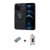 MARSİLYAN™- iPhone 13 Pro Max Kılıf Yankı Form Prime - Siyah Bilvis Hayalet Cam Ekran Koruyucu + Shine Kamera Lens Koruma Cam - PE
