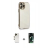 MARSİLYAN™- iPhone 13 Pro Max Kılıf Yankı Serisi - Şeffaf 360 Full Body Arka Koruyucu + Shine Kamera Lens - GD
