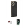 MARSİLYAN™- iPhone 13 Pro Max Kılıf Yankı Serisi - Şeffaf 360 Full Body Arka Koruyucu + Pers Alüminyum Kamera Lens - KI