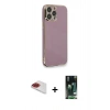 MARSİLYAN™- iPhone 13 Pro Max Kılıf Yankı Serisi - Şeffaf 360 Full Body Arka Koruyucu + Pers Alüminyum Kamera Lens - KI