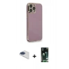 MARSİLYAN™- iPhone 13 Pro Max Kılıf Yankı Serisi - Şeffaf 360 Full Body Arka Koruyucu + Pers Alüminyum Kamera Lens - LT