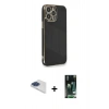 MARSİLYAN™- iPhone 13 Pro Max Kılıf Yankı Serisi - Şeffaf 360 Full Body Arka Koruyucu + Pers Alüminyum Kamera Lens - LT