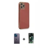MARSİLYAN™- iPhone 13 Pro Max Kılıf Yankı Serisi - Şeffaf 360 Full Body Arka Koruyucu + Mavi Neon Fosforlu Kamera Lens