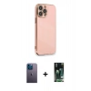 MARSİLYAN™- iPhone 13 Pro Max Kılıf Yankı Serisi - Şeffaf 360 Full Body Arka Koruyucu + Mavi Neon Fosforlu Kamera Lens