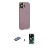 MARSİLYAN™- iPhone 13 Pro Max Kılıf Yankı Serisi - Şeffaf 360 Full Body Arka Koruyucu + Renkli Kamera Lens Koruma Cam - YL