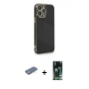 MARSİLYAN™- iPhone 13 Pro Max Kılıf Yankı Serisi - Şeffaf 360 Full Body Arka Koruyucu + Renkli Kamera Lens Koruma Cam - YL