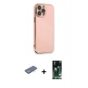 MARSİLYAN™- iPhone 13 Pro Max Kılıf Yankı Serisi - Şeffaf 360 Full Body Arka Koruyucu + Renkli Kamera Lens Koruma Cam - YL