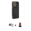 MARSİLYAN™- iPhone 13 Pro Max Kılıf Yankı Serisi - Şeffaf Maxco Cam Ekran Koruyucu + Kırmızı Rainbow Kamera Lens Koruma Cam