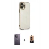 MARSİLYAN™- iPhone 13 Pro Max Kılıf Yankı Serisi - Şeffaf Maxco Cam Ekran Koruyucu + Neon Fosforlu Kamera Lens - BZ